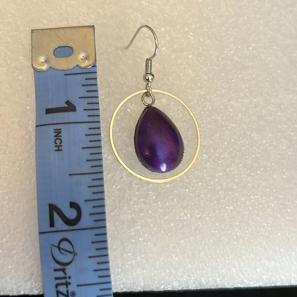 24023 Purple and Navy teardrop earrings